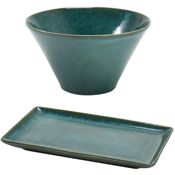 Aito Japanese Natural Colour Bowl and Tray Set - Green