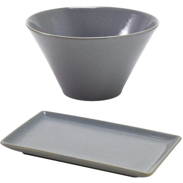 Aito Japanese Natural Colour Bowl and Tray Set - Ash